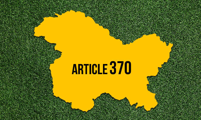 Indian Parliament with Article 370 text and map of Jammu and Kashmir